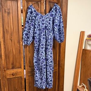 Universal Threads 100% Cotton Floral Blue and Purple Women's A-Line Dress